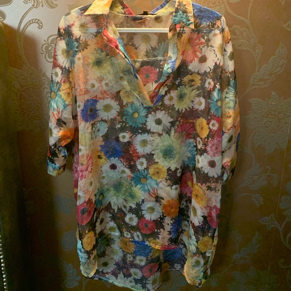 Sheer flower blouse